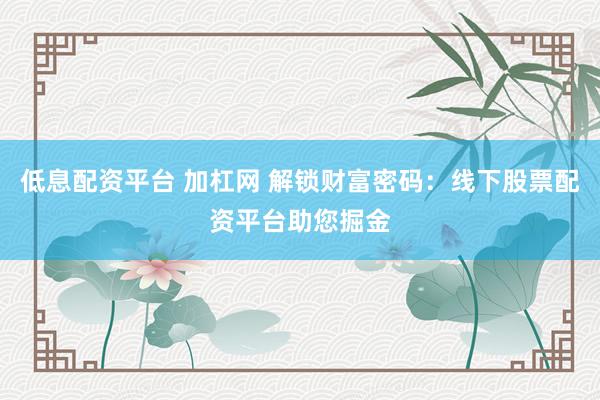 低息配资平台 加杠网 解锁财富密码：线下股票配资平台助您掘金